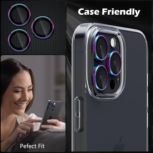 3D Стъклен Протектор за камерата на iPhone 15 Pro Max, Многоцветен