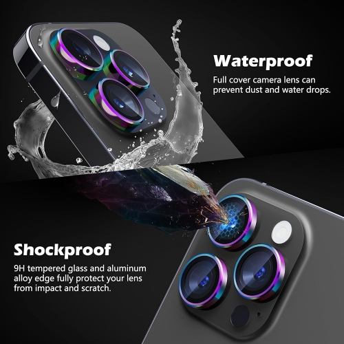 3D Стъклен Протектор за камерата на iPhone 15 Pro Max, Многоцветен