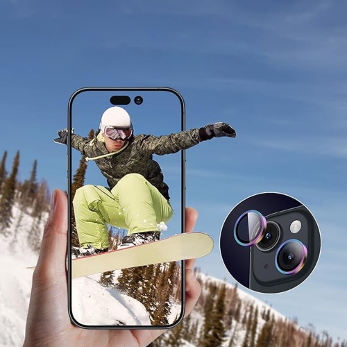 3D Стъклен Протектор за камерата на iPhone 15, Многоцветен