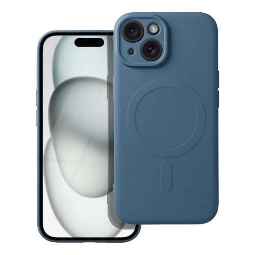 Силиконов калъф Mag Cover за iPhone 15, Син