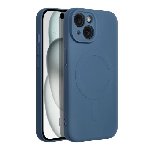 Силиконов калъф Mag Cover за iPhone 15, Син