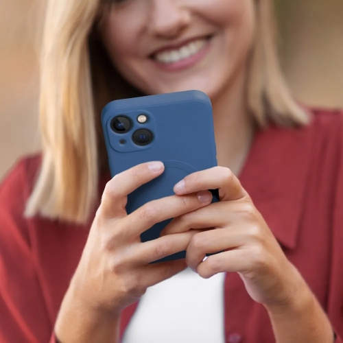 Силиконов калъф Mag Cover за iPhone 15, Син