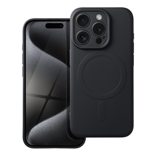 Силиконов калъф Mag Cover за iPhone 15 Pro, Черен