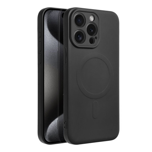 Силиконов калъф Mag Cover за iPhone 15 Pro, Черен