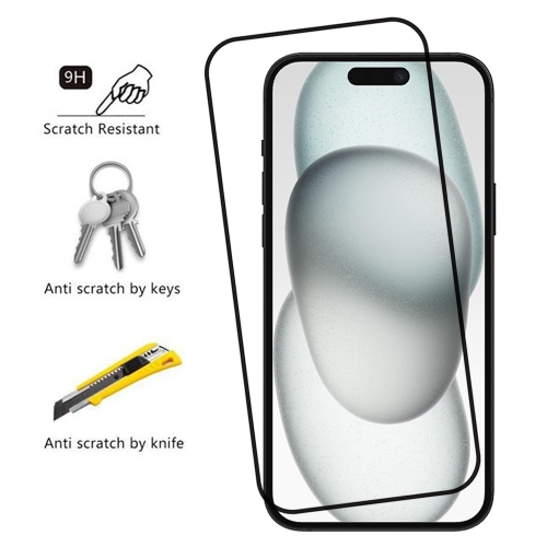 Стъклен протектор Veason 6D Pro Full Glue за iPhone 15 Plus, Черен