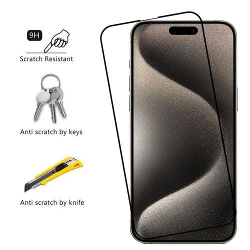 Стъклен протектор Veason 6D Pro Full Glue за iPhone 15 Pro, Черен