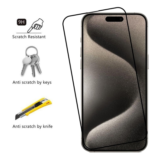 Стъклен протектор Veason 6D Pro Full Glue за iPhone 15 Pro Max, Черен