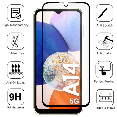 Стъклен протектор Veason 6D Pro Full Glue за Samsung Galaxy A14, Черен