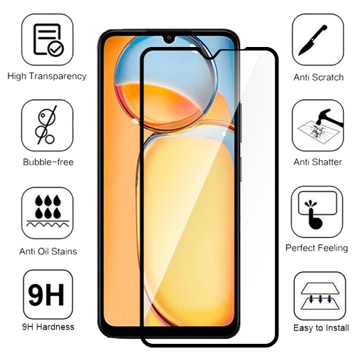 Стъклен протектор Veason 6D Pro Full Glue за Xiaomi Redmi 13C, Черен