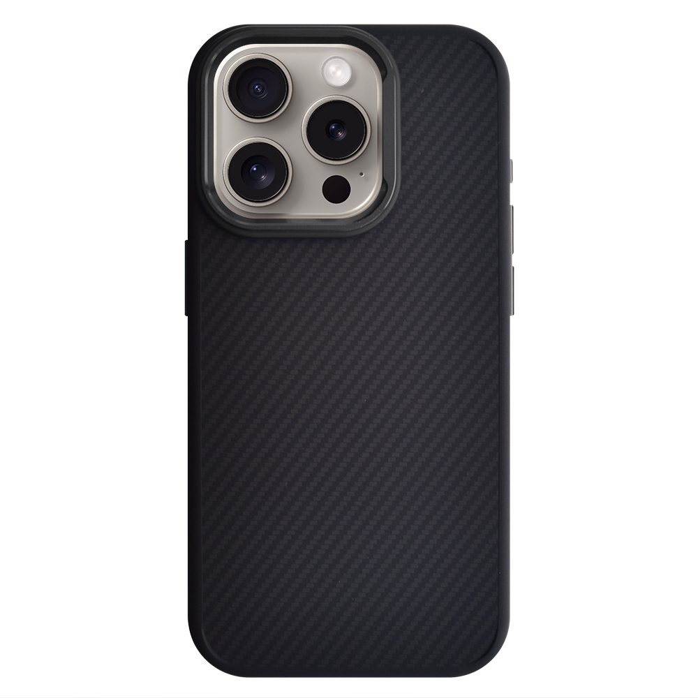 Удароустойчив калъф Premium Carbon за iPhone 15 Pro, Черен