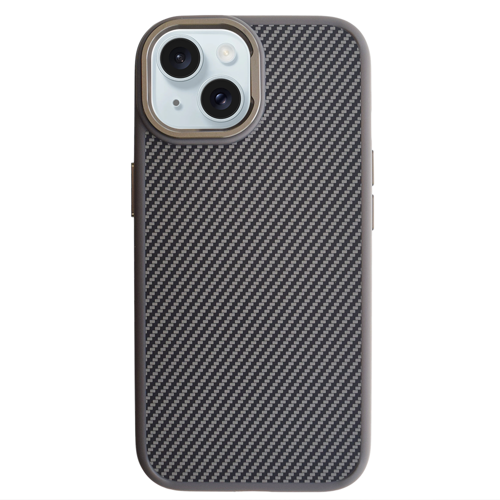Удароустойчив калъф Premium Carbon за iPhone 15, Titanium сив