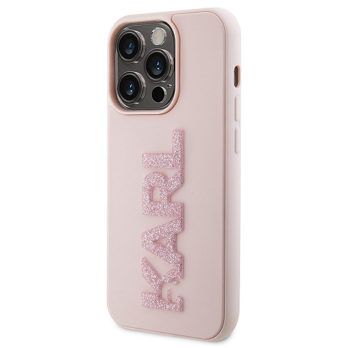 Калъф Karl Lagerfeld, 3D Rubber Glitter Logo Karl за IPhone 15 Pro Max, KLHCP15X3DMBKCP