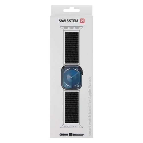 Универсална каишка Swissten Nylon Band за Apple Watch 42 /44 /45 /49 mm, Черен