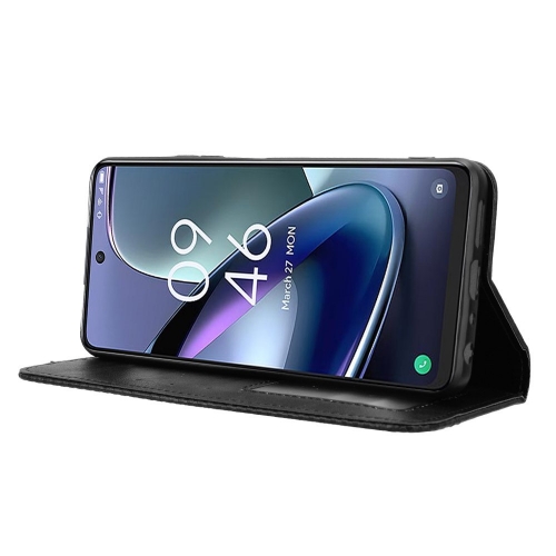 Калъф Тефтер Leather Retro за TCL 50 5G, Черен