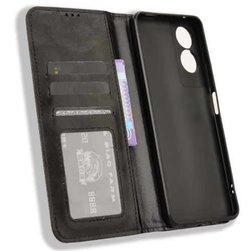 Калъф Тефтер Leather Retro за TCL 50 5G, Черен