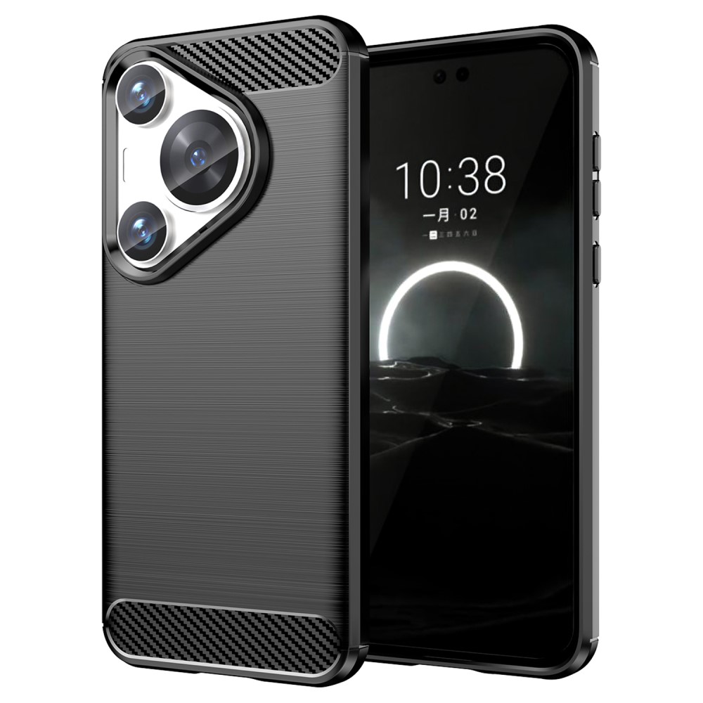 Силиконов Калъф Carbon Fibre Brushed за Huawei Pura 70 Pro / 70 Pro plus, Черен