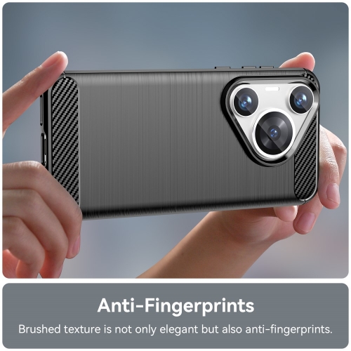 Силиконов Калъф Carbon Fibre Brushed за Huawei Pura 70 Pro / 70 Pro plus, Черен