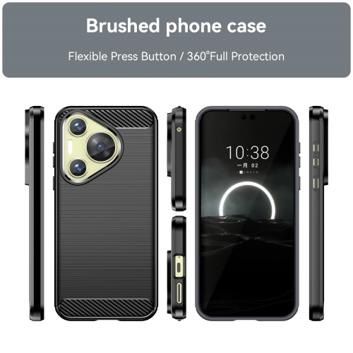 Силиконов Калъф Carbon Fibre Brushed за Huawei Huawei Pura 70, Черен