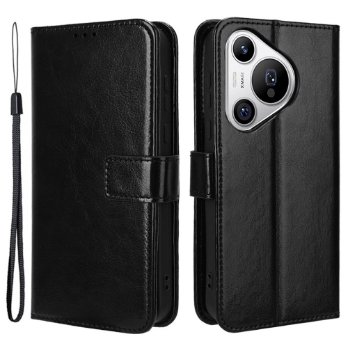 Калъф тефтер Leather Wallet за Huawei Pura 70, Черен