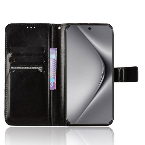 Калъф тефтер Leather Wallet за Huawei Pura 70, Черен