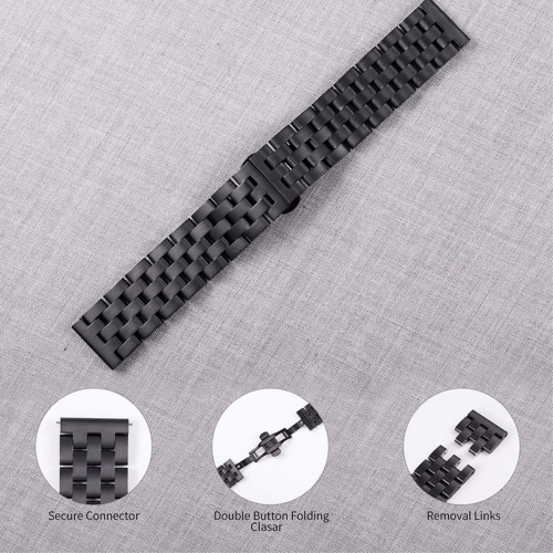 Метална каишка 18mm за Garmin vivomove 3S/vivoactive 4S/Forerunner 255S, Черен