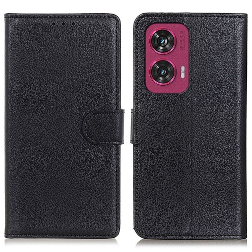 Калъф Тефтер Litchi Texture за Motorola Edge 50 Fusion, Черен