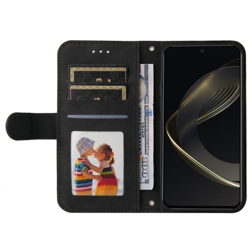 Калъф тефтер Leather Wallet за Huawei nova 11 SE и nova 12 SE, Черен