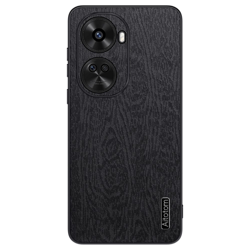 Удароустойчив калъф Wood Leather за Huawei nova 11 SE и nova 12 SE 4G, Черен