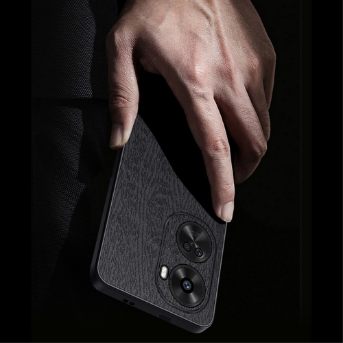 Удароустойчив калъф Wood Leather за Huawei nova 11 SE и nova 12 SE 4G, Черен
