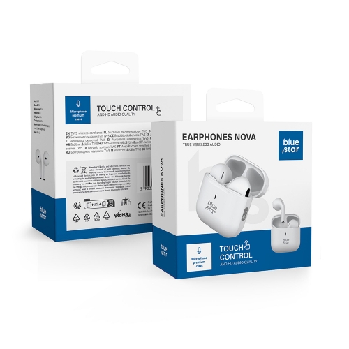 Безжични Слушалки Blue Star Nova Fi5, TWS, Bluetooth 5.3, Бял 