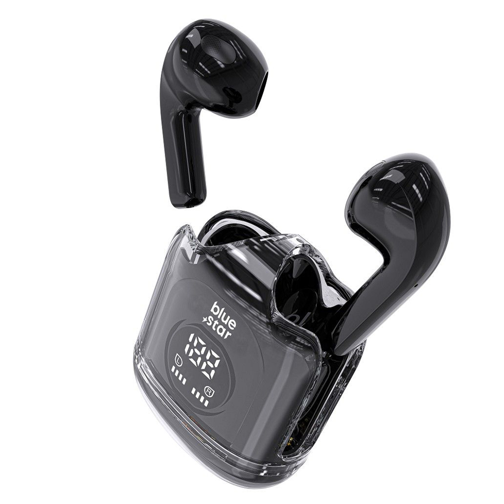 Безжични Слушалки Blue Star Transparency Fi22, TWS, Bluetooth 5.3, Черен