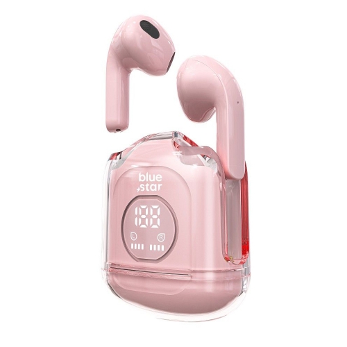 Безжични Слушалки Blue Star Transparency Fi22, TWS, Bluetooth 5.3, Розов