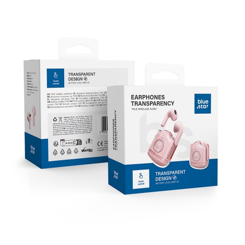 Безжични Слушалки Blue Star Transparency Fi22, TWS, Bluetooth 5.3, Розов