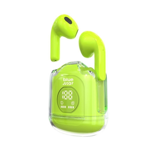 Безжични Слушалки Blue Star Transparency Fi22, TWS, Bluetooth 5.3, Зелен
