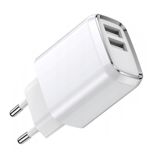Мрежово Зарядно JELLICO A51, 220V, 2.4A, 2xUSB, с кабел Lightning, Бял