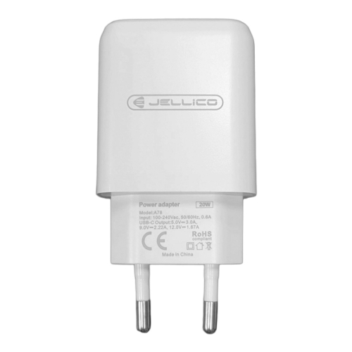 Мрежово Зарядно JELLICO A53, 220V, 20W, PD, USB-C, Бял
