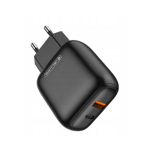 Зарядно с кабел JELLICO C31,220V, 20W, PD, USB-C и USB 3.0, с кабел USB-C към Lightning, Черен