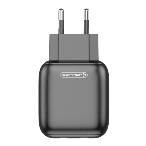 Мрежово Зарядно JELLICO C33, 220V, 2.4A, 2 x USB, с кабел Lightning, Черен