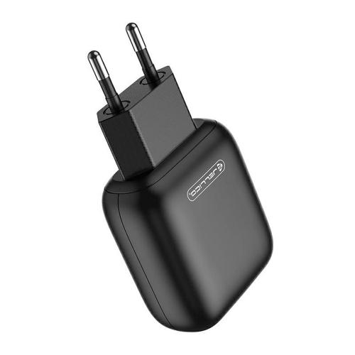 Мрежово Зарядно JELLICO C33, 220V, 2.4A, 2 x USB, с кабел Lightning, Черен