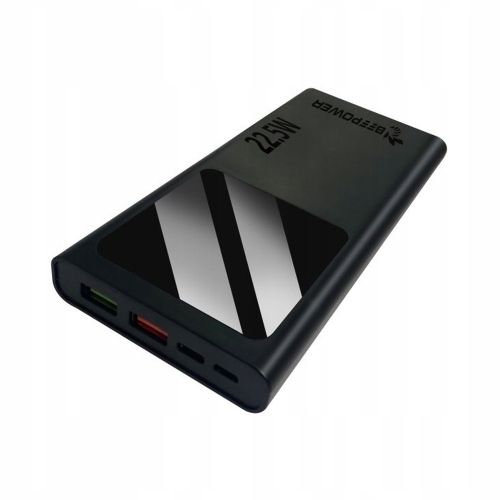 Универсална външна батерия BeePower BP-10PD, 10000mAh, 22.5W, USB-C, 2 x USB 3.0, Черен