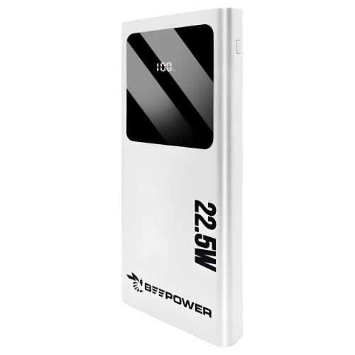 Универсална външна батерия BeePower BP-10PD, 10000mAh, 22.5W, USB-C, 2 x USB 3.0, Бял