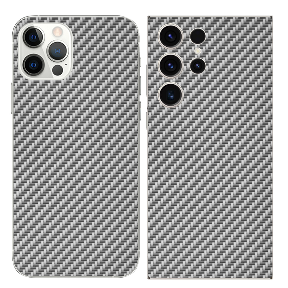 Изрязване Фолио Протектор за телефон (Гръб), Carbon 3D сребрист