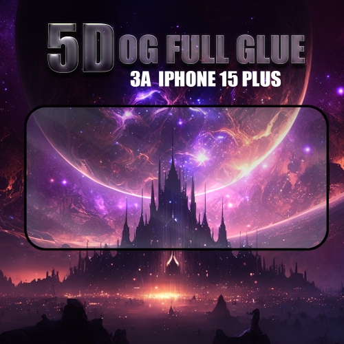 Стъклен Протектор OG Full Glue 5D за iPhone 15 Plus, Черен
