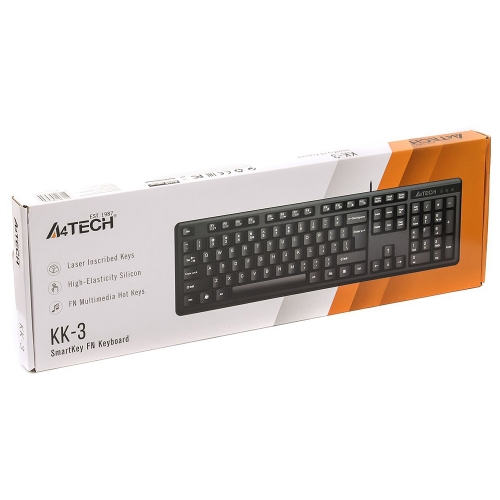 Клавиатура A4 Tech KK-3 USB, Черен