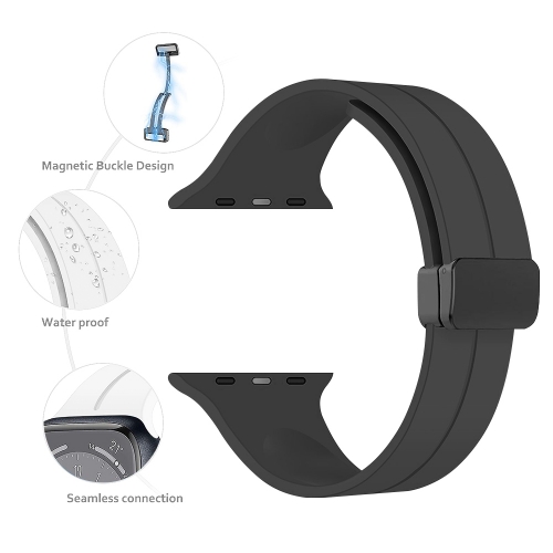 Силиконова каишка с магнитно закопчаване за Apple Watch 42 /44 / 49mm, Черен
