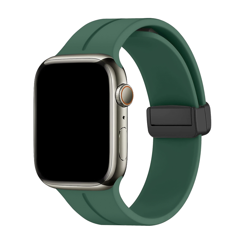 Силиконова каишка с магнитно закопчаване за Apple Watch 42 /44 / 49mm, Тъмно зелен