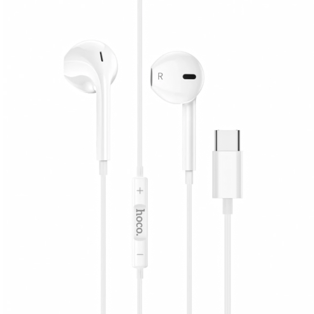 Слушалки с микрофон HOCO M101, USB-C, Бял