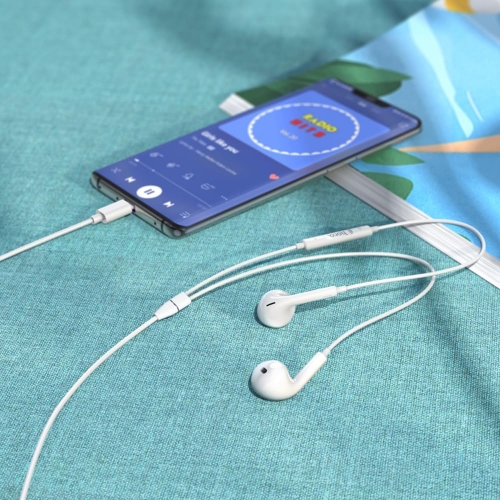 Слушалки с микрофон HOCO M101, USB-C, Бял