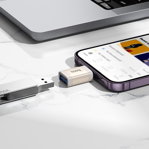 Адаптер HOCO UA31A OTG от Lightning към USB A, Сив