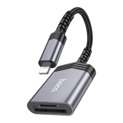 Четец за карти HOCO UA25 Card Reader Lightning  2 in 1, Сив